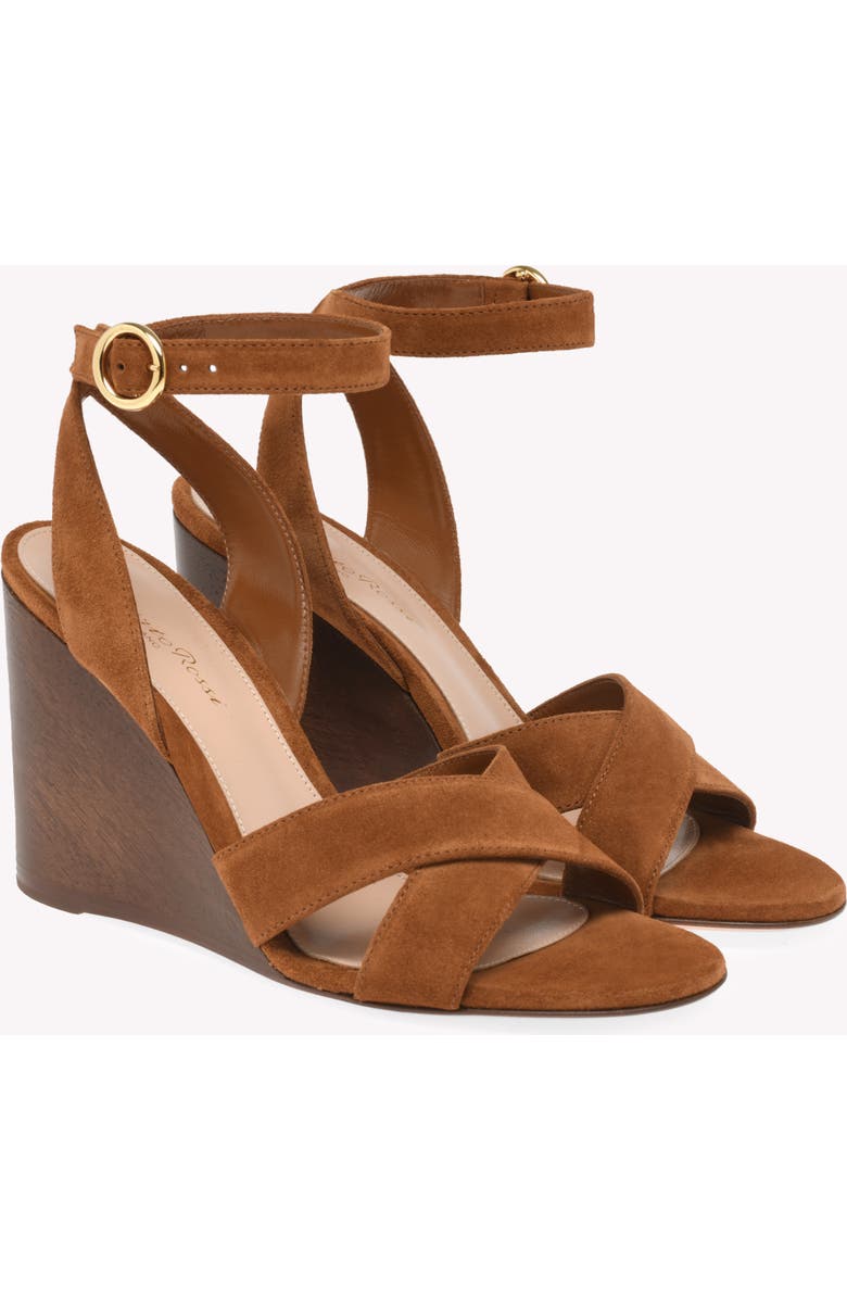 Gianvito Rossi Ines Wedge Sandal, Alternate, color, Brown Suede