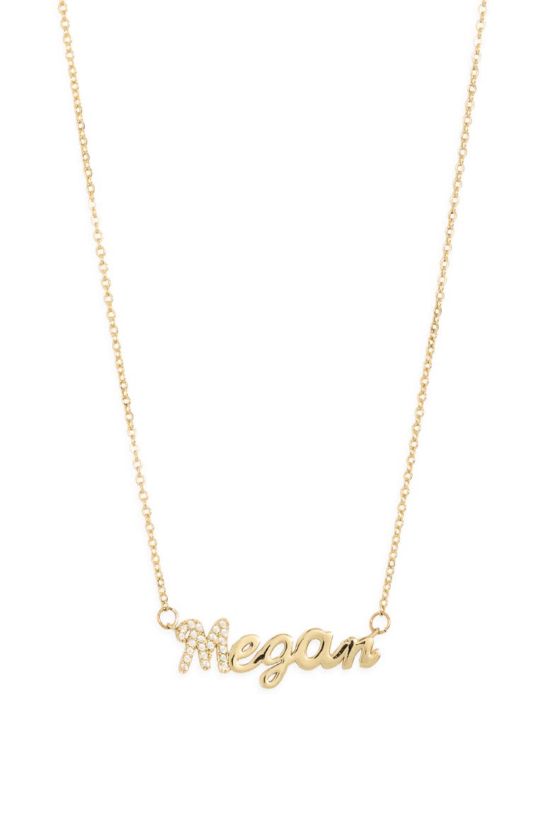 Custom Pavé Script Nameplate Necklace, Main, color, GOLD