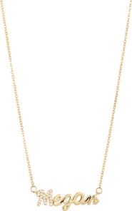 THE SIS KISS Custom Pavé Script Nameplate Necklace