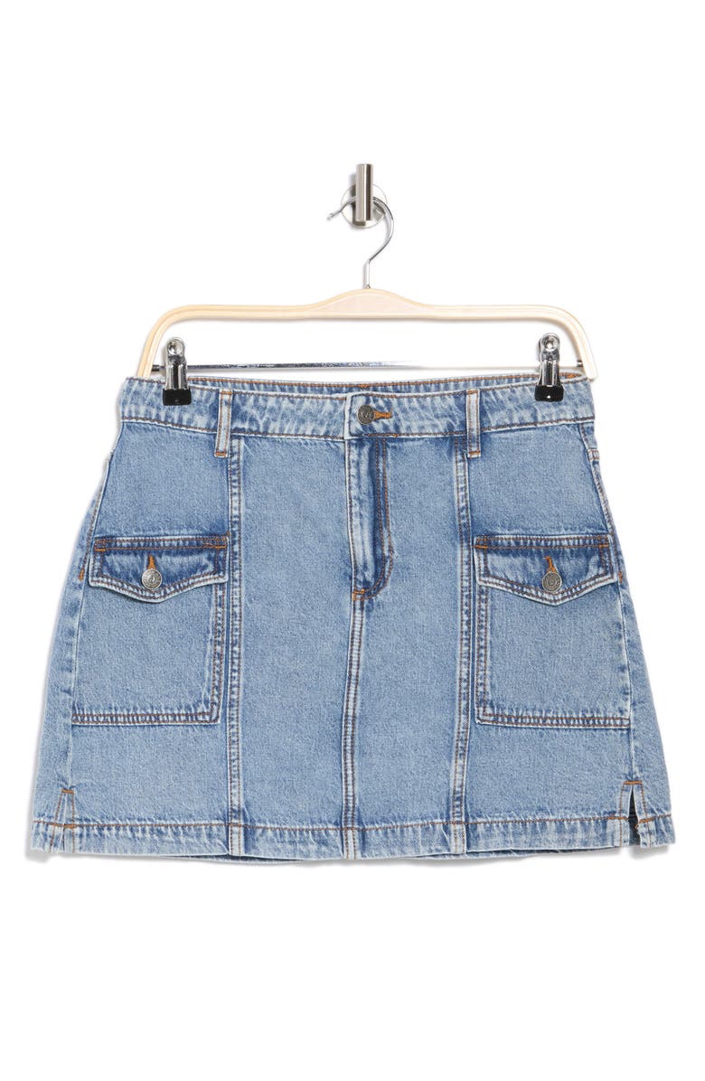Vigoss Cargo Denim Miniskirt, Alternate, color, Medium Wash