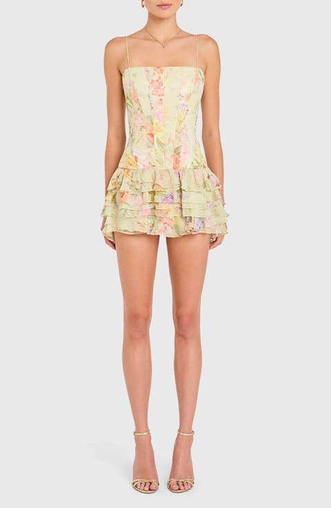 Laureline Floral Print Ruffle Romper