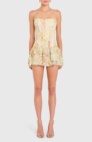Amanda Uprichard Laureline Floral Print Ruffle Romper