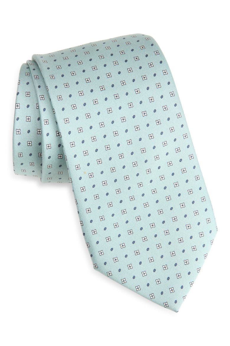 Medallion Silk Tie, Main, color, LIGHT GREEN