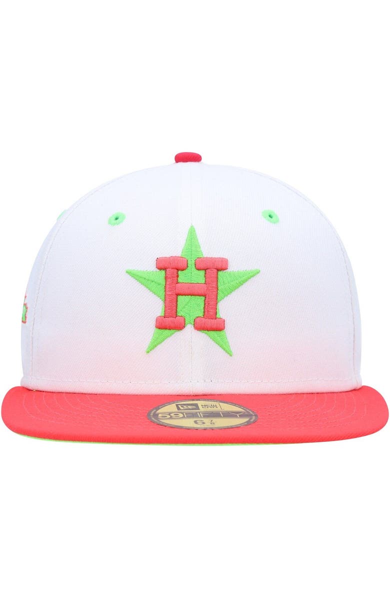 New Era Men's New Era White/Coral Houston Astros Astrodome 1986  Strawberry Lolli 59FIFTY Fitted Hat, Alternate, color, 