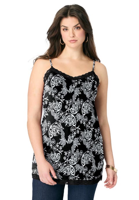 Lace Trim Knit Cami with Adjustable Straps (Plus)