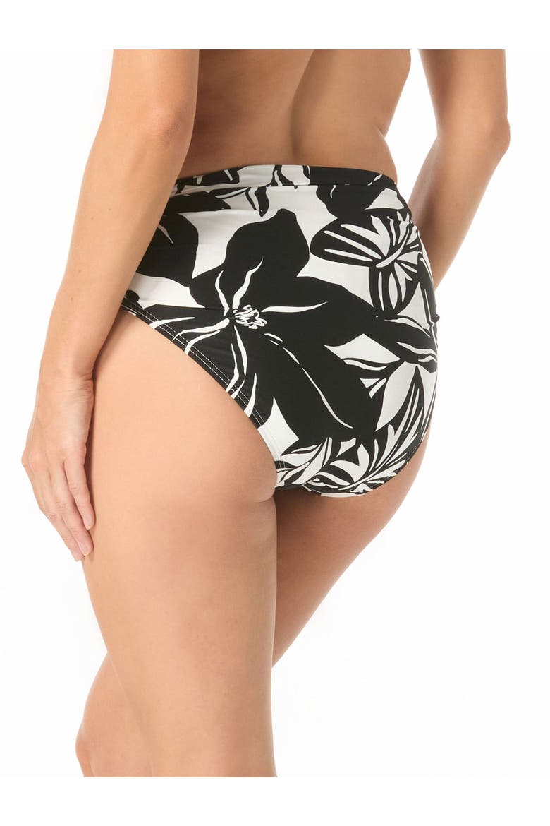 Ruched Bikini Swim Bottom, Alternate, color, Black/White