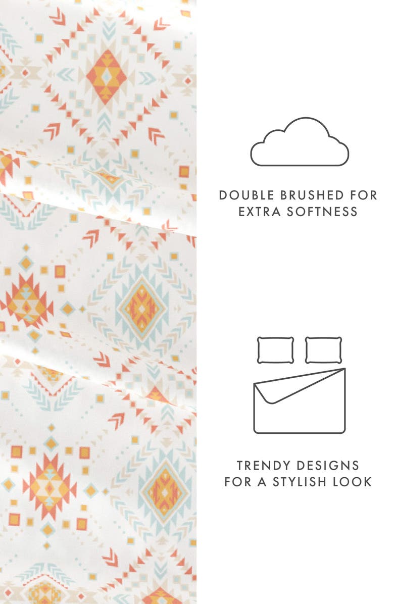 HOMESPUN Ultra Soft Geometric Dreams 4-Piece Bed Sheet Set, Alternate, color, Coral