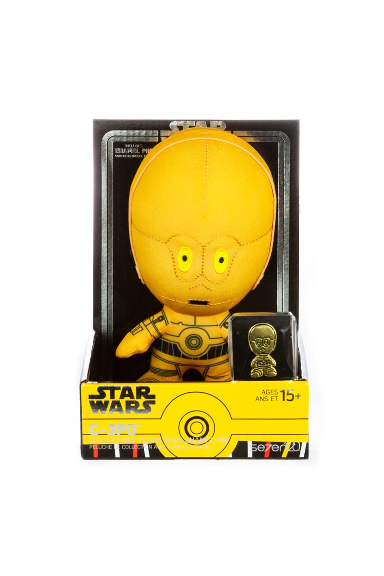 C3Po 7" Plush & Pin Set, 7Inches, Yellow, Kids Ages 15+, Main, color, Multicolored