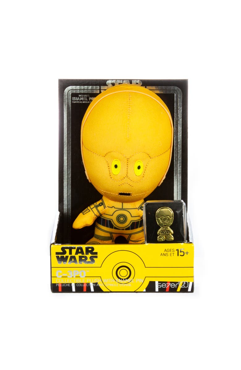 Star Wars C3Po 7" Plush & Pin Set, 7Inches, Yellow, Kids Ages 15+, Main, color, Multicolored