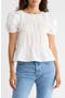 Shirred Puff Sleeve Poplin Top