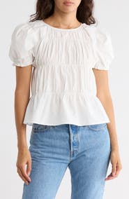 Elodie Shirred Puff Sleeve Poplin Top
