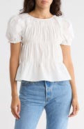Elodie Shirred Puff Sleeve Poplin Top