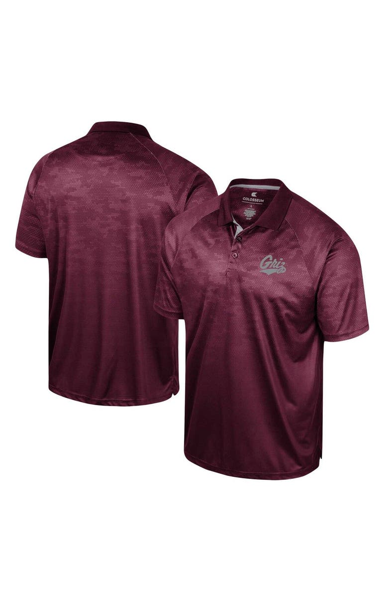 COLOSSEUM Men's Colosseum Maroon Montana Grizzlies Honeycomb Raglan Polo, Main, color, Maroon