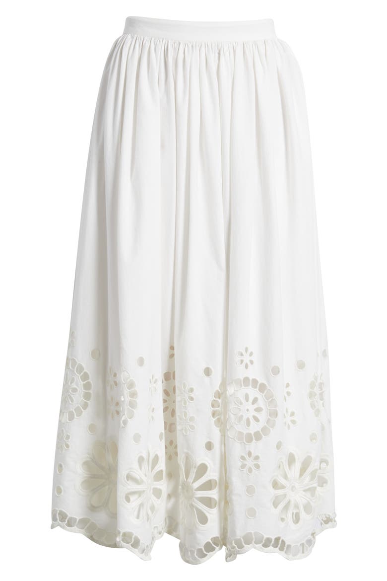 The Super Bloom Eyelet Midi Skirt, Alternate, color, WHITE