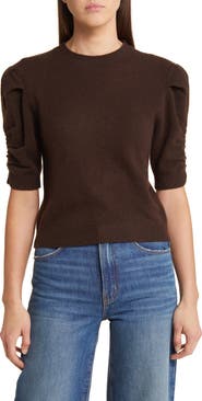 FRAME Ruched Sleeve Recycled Cashmere & Wool Sweater
