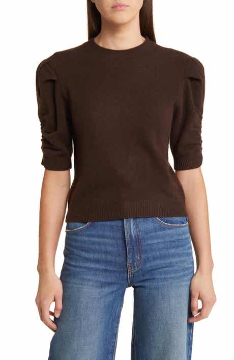 Ruched Sleeve Recycled Cashmere & Wool Sweater