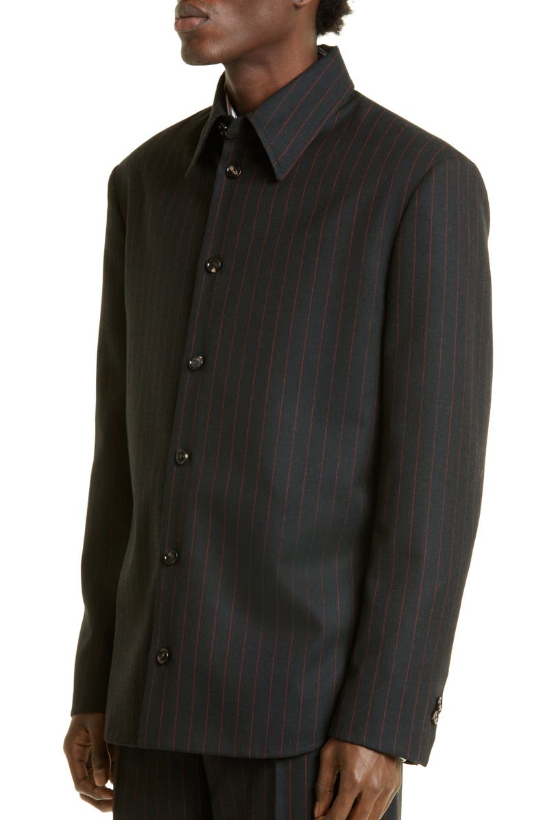 Bottega Veneta Pinstripe Wool Shirt Jacket, Alternate, color, 