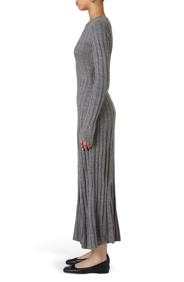 French Connection Long Sleeve Rib Maxi Sweater Dress, Alternate, color, Mid Grey Melange