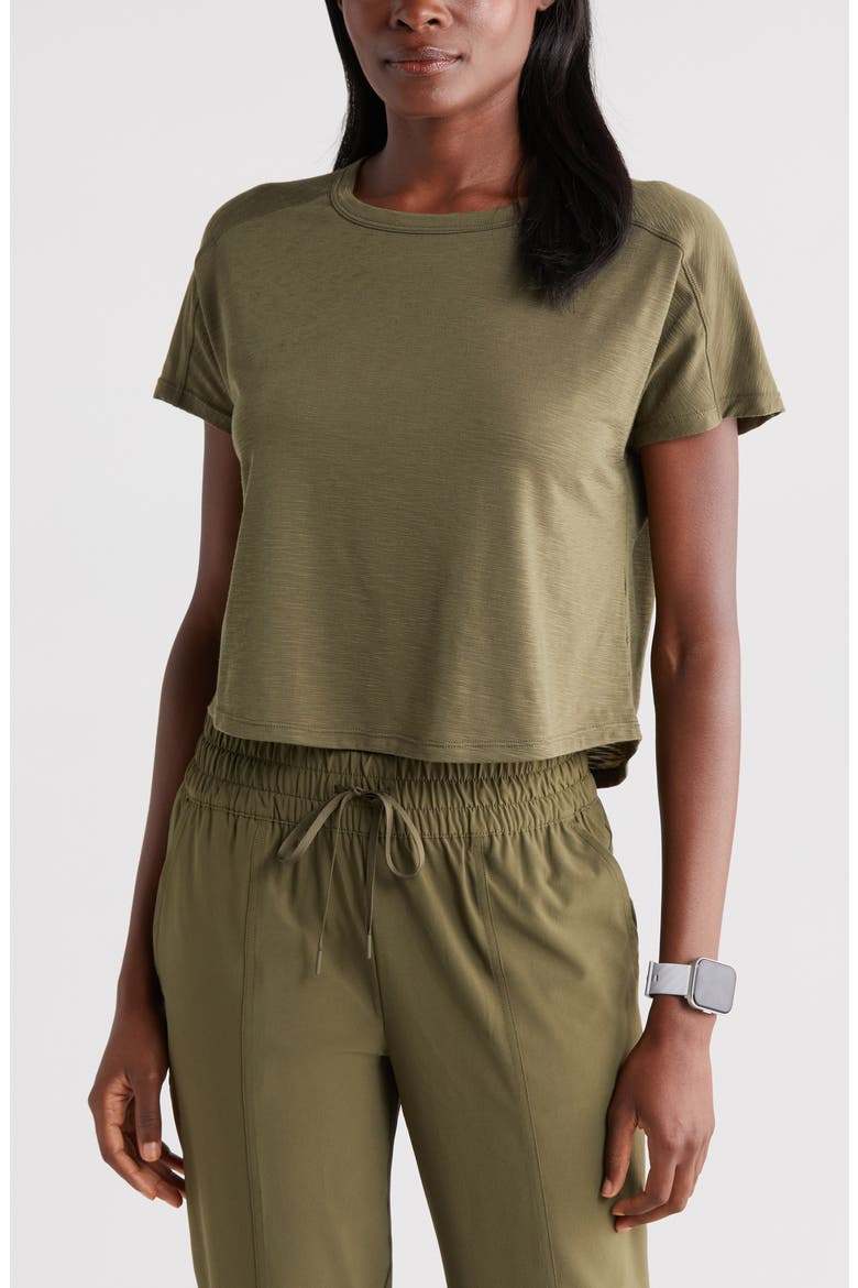 Spark Boxy Slub T-Shirt, Main, color, OLIVE NIGHT