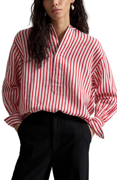 Stripe Linen & Cotton Button-Up Shirt