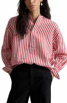 Stripe Linen & Cotton Button-Up Shirt