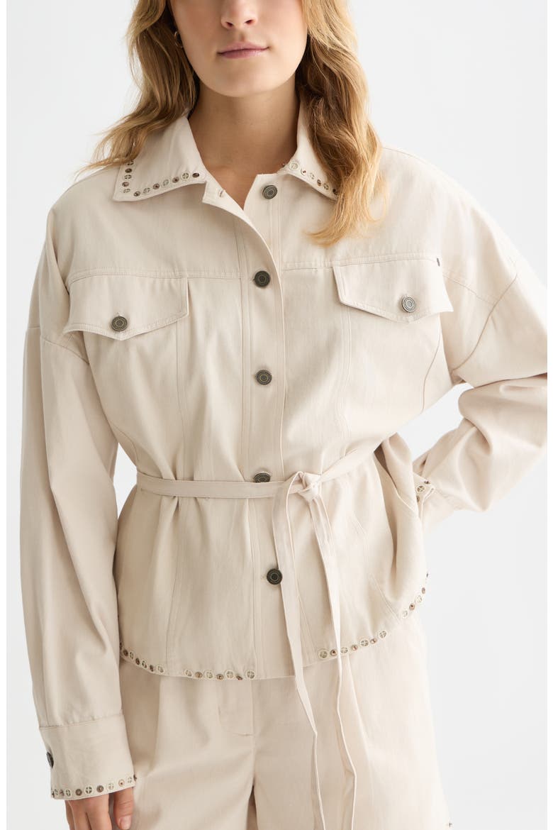 Embellished Cotton Trucker Jacket, Alternate, color, FOG