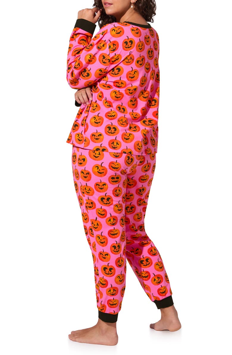 BedHead Pajamas Organic Cotton Blend Jersey Pajamas, Alternate, color, Jolly Jack-O-Lantern