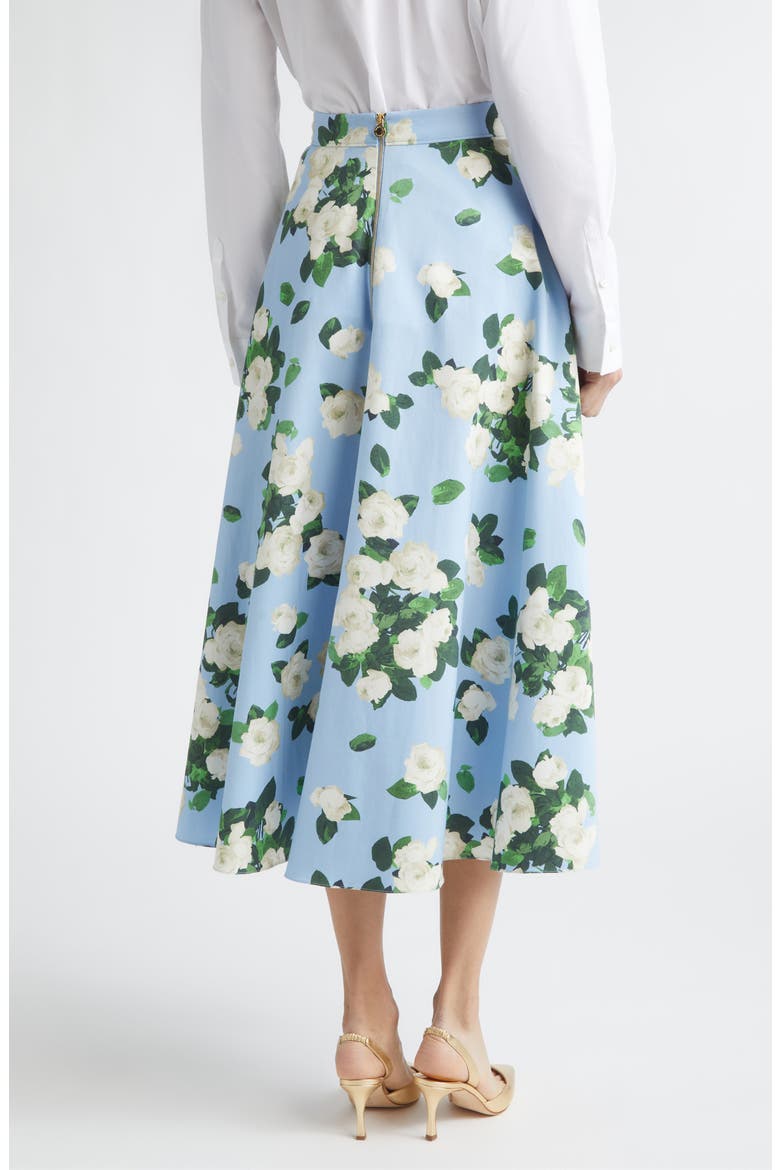 Rose Print Midi Skirt, Alternate, color, CLOUDY BLUE MULTI