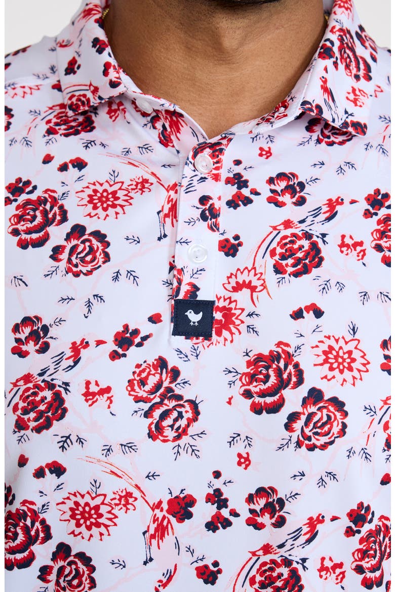 Core Floral Performance Golf Polo, Alternate, color, FLAME SCARLET