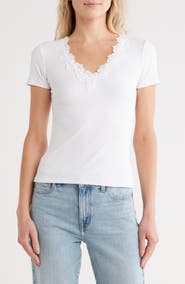 JASON WU Lace Trim V-Neck T-Shirt
