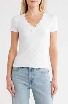 JASON WU Lace Trim V-Neck T-Shirt
