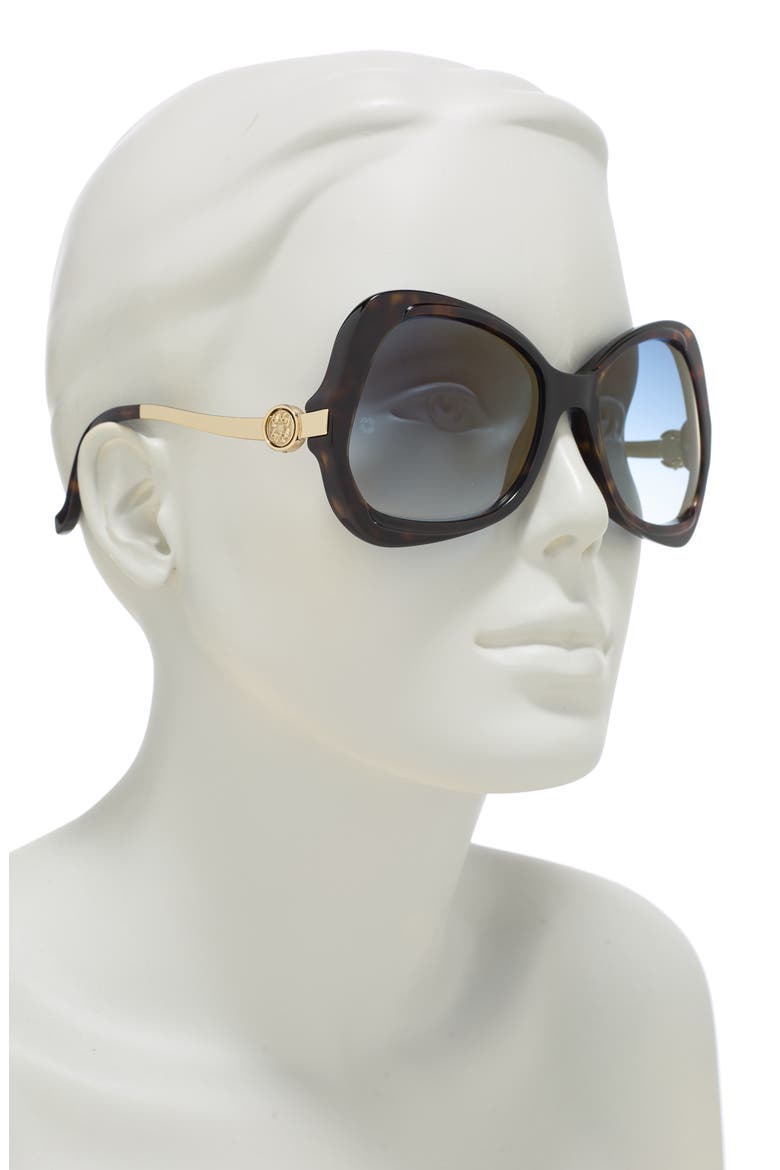 57mm Square Sunglasses, Alternate, color, DKHAVANA / BLUE MIRROR AP