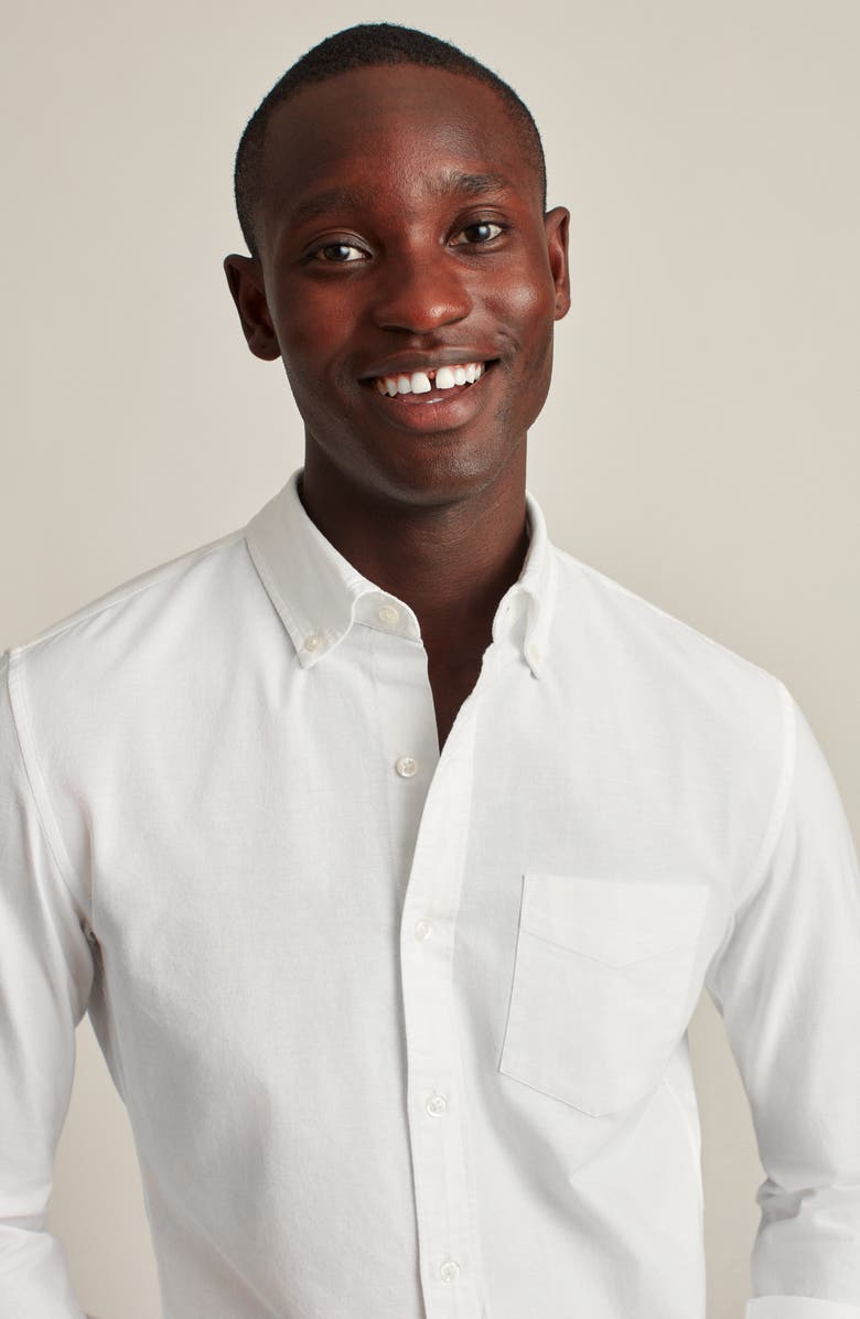 Bonobos Slim Fit Solid White Stretch Cotton Button-Down Oxford Shirt, Alternate, color, 