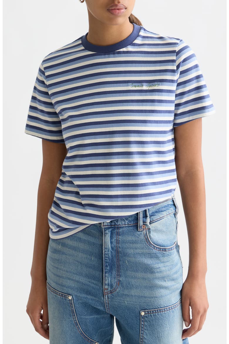 Stripe Cotton Ringer T-Shirt, Main, color, OCEANA STRIPES