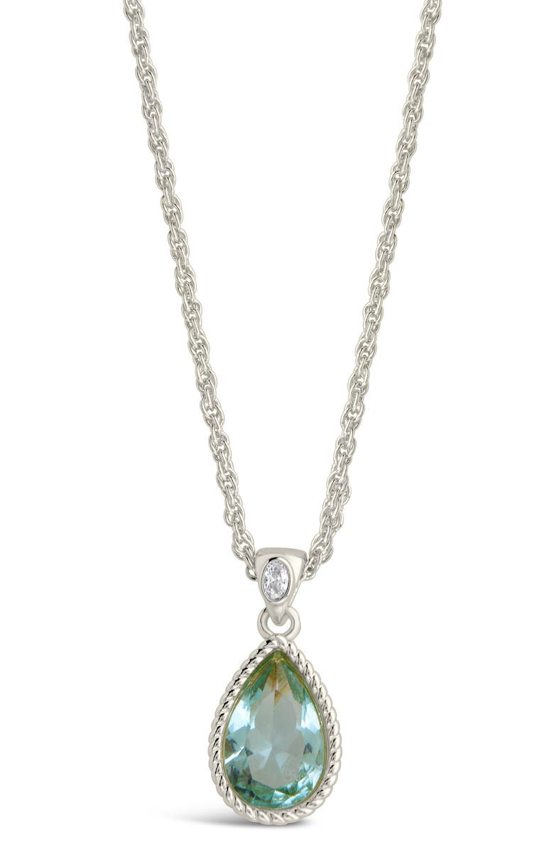 Sterling Forever Ciana Cubic Zirconia Teardrop Pendant Necklace, Alternate, color, 