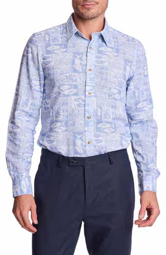PAISLEY & GRAY Parker Trim Fit Linen Blend Button-Up Shirt