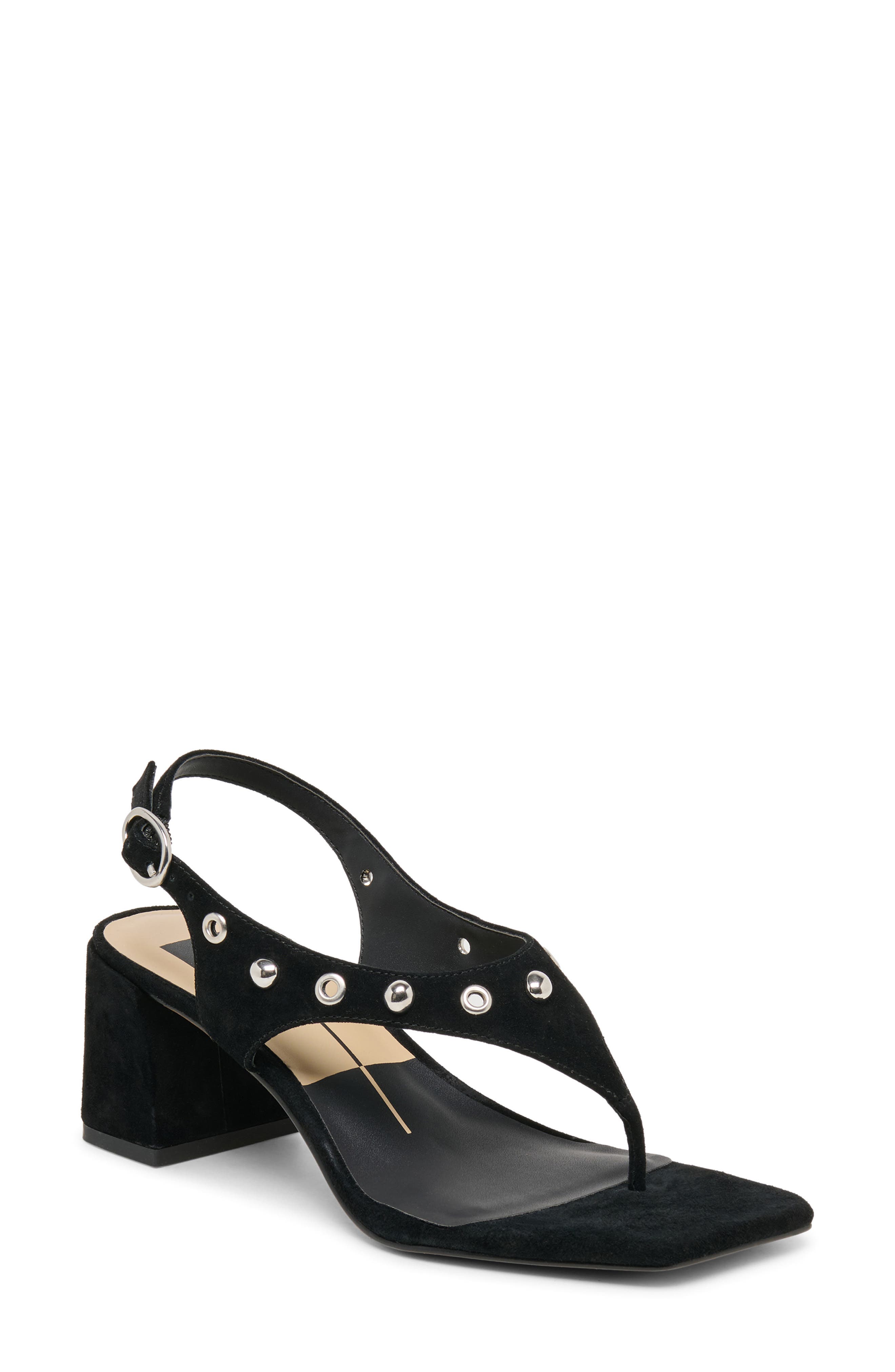 Dolce Vita Yves Stud Slingback Sandal, Main, color, Onyx Suede