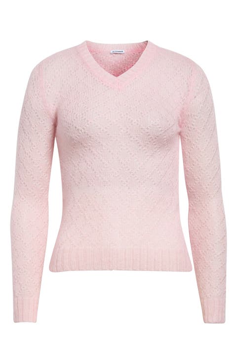 Mohair and Silk Diamond Pointelle Sweater