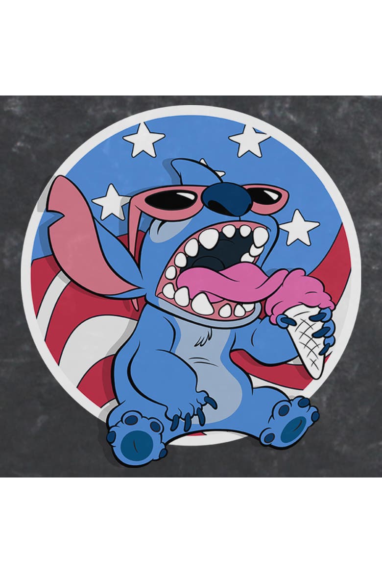 Junior's Lilo & Stitch Wild and Free Pose  Graphic T-Shirt, Alternate, color, Black: Ice Cream