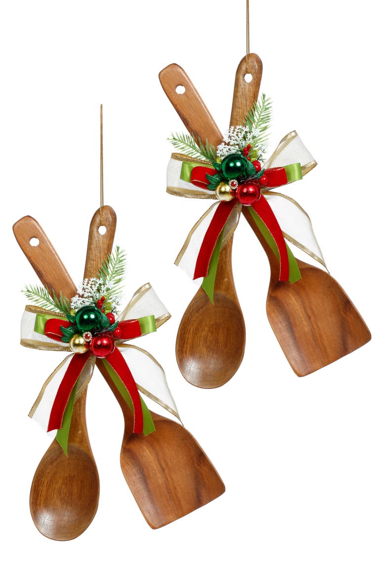 Turner Spoons with Deco Ornament, Set of 2, Main, color, Brown