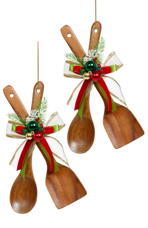 Mark Roberts Turner Spoons With Deco Ornament, Set Of 2 In Brown