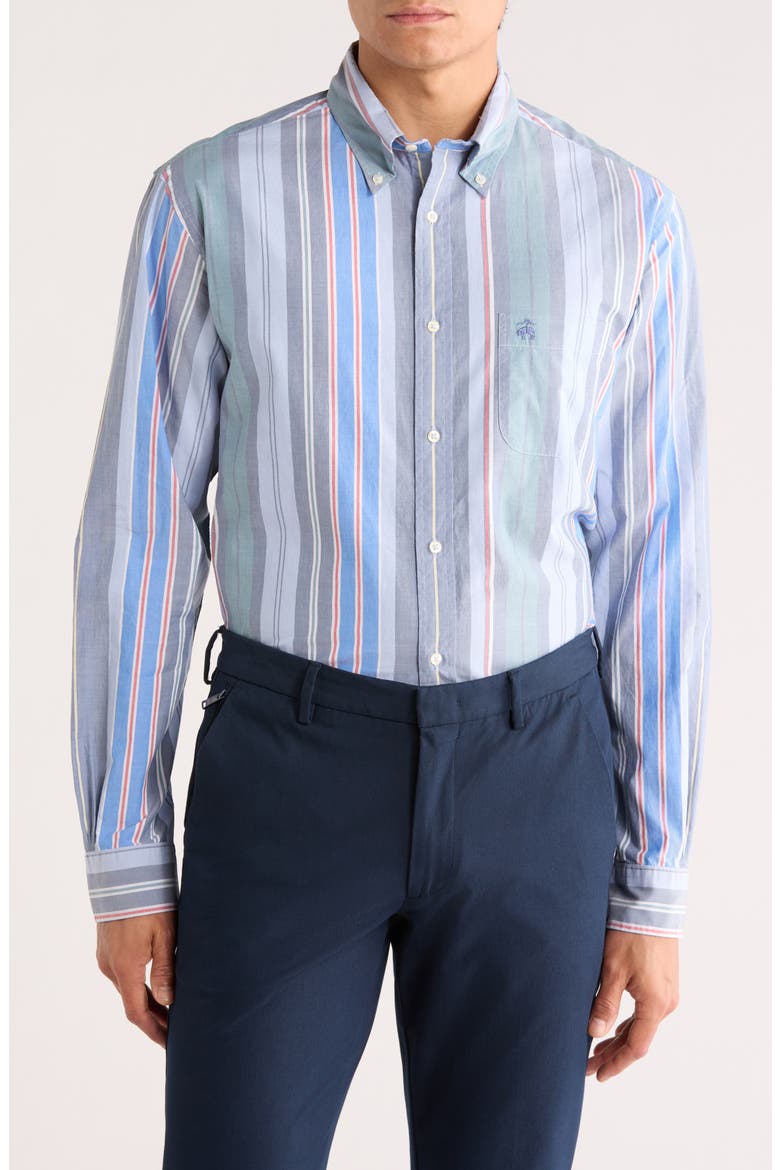 Stripe Poplin Long Sleeve Shirt, Main, color, BLUE MULTI