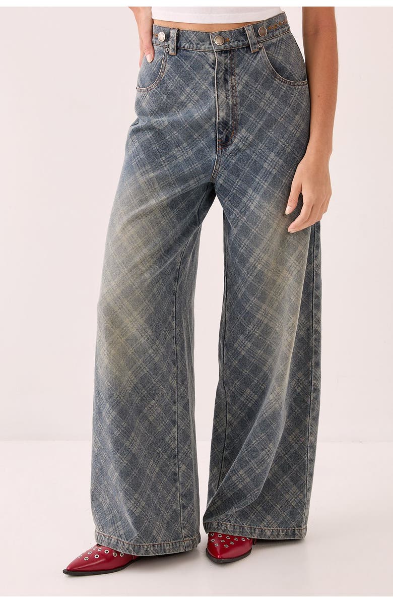 NASTY GAL Denim Distressed Straight Leg Jeans, Main, color, Authentic Midwash