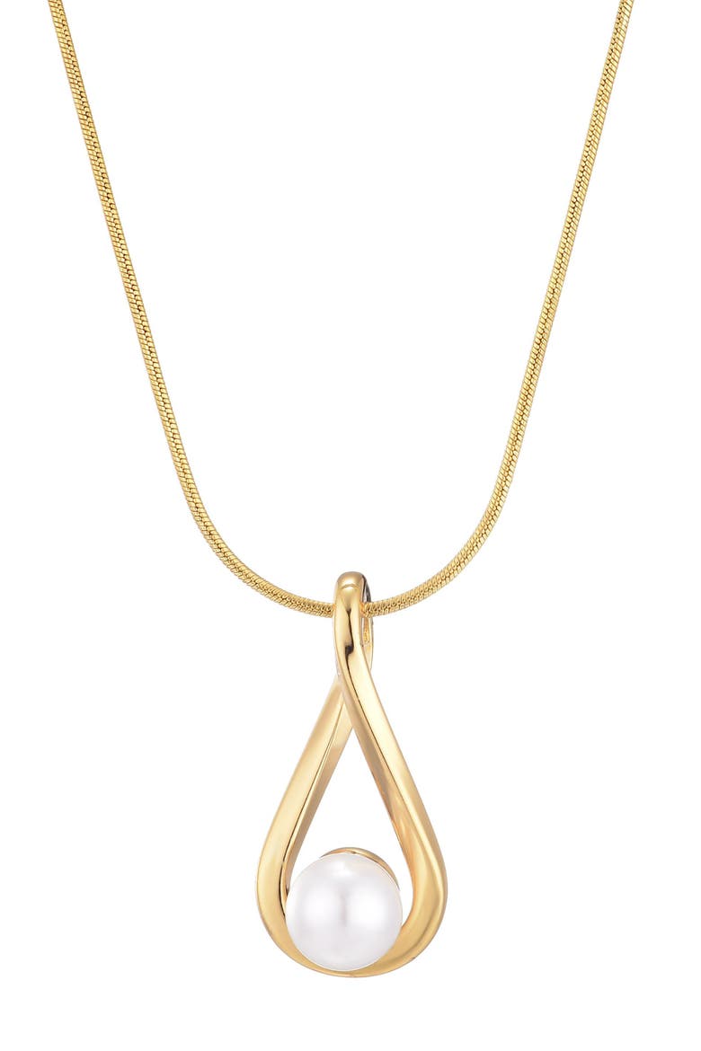 Faux Pearl Pendant Necklace, Main, color, WHITE