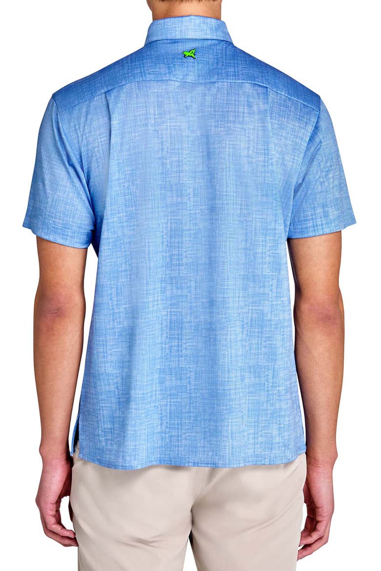 Regular Fit Chambray Recycled Performance Golf Button-Down Shirt, Alternate, color, LT BLUE