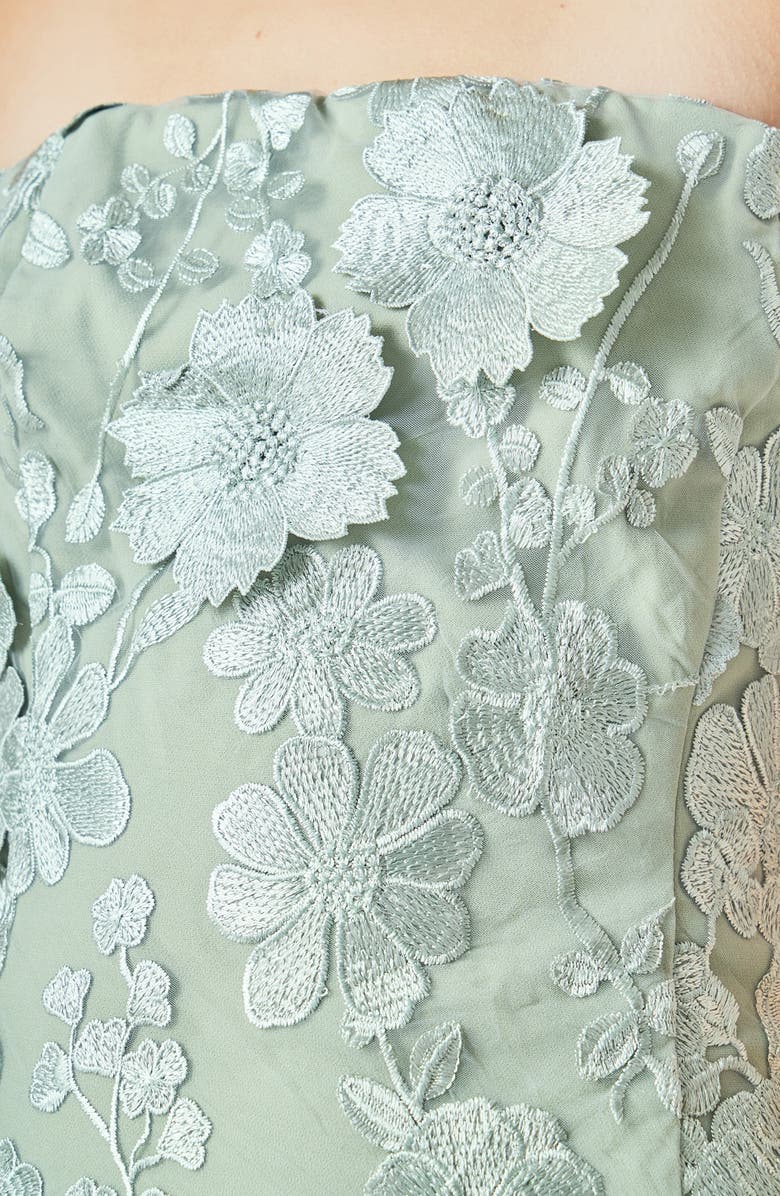 Endless Rose Floral Embroidery Strapless Sheath Dress, Alternate, color, Sage