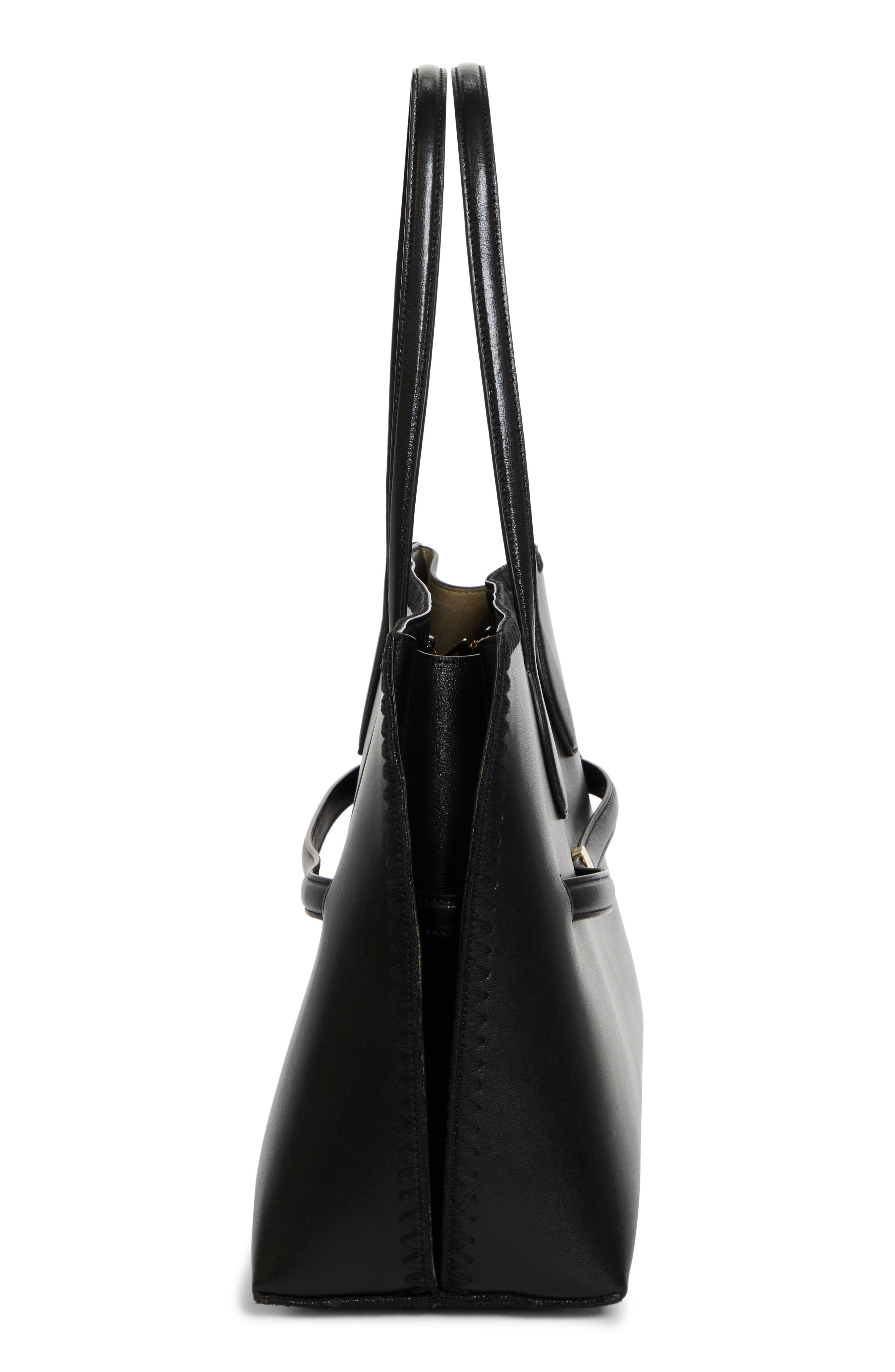 TOTEME Lounge Belted Leather Tote, Alternate, color, Black