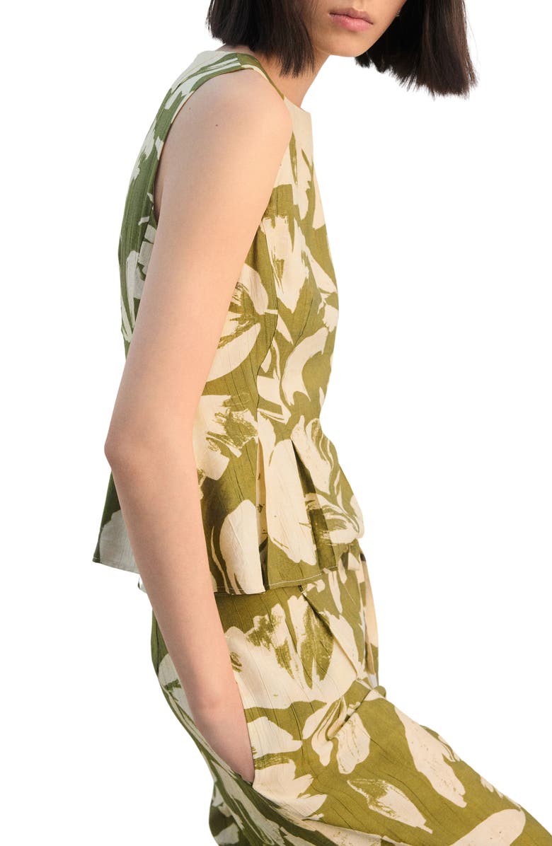 MANGO Printed Peplum Top, Alternate, color, Green