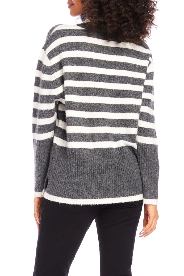 Stripe Turtleneck Sweater, Alternate, color, DARK GRAY