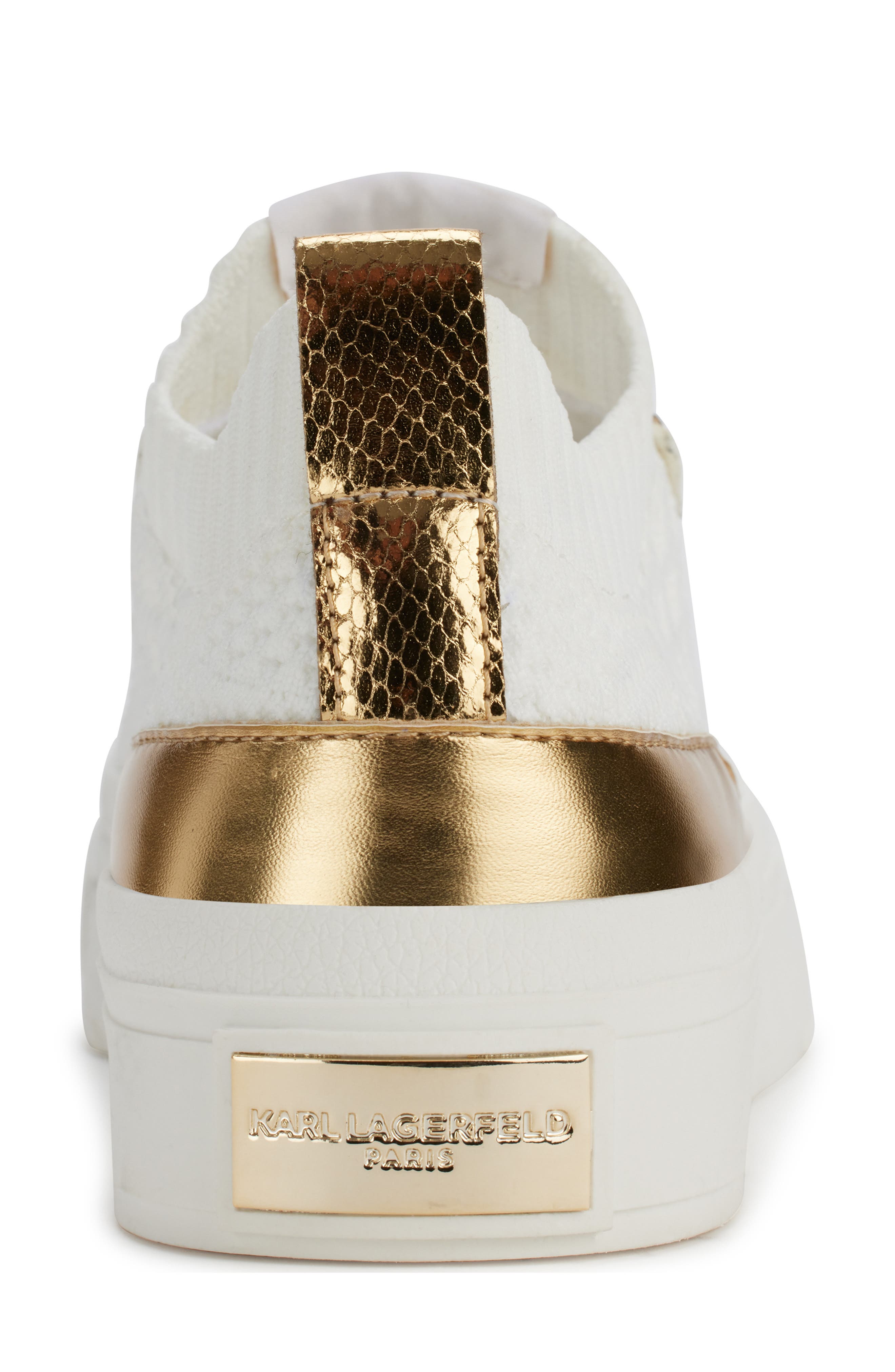 Gabby Slip-On Knit Sneaker, Alternate, color, BRIGHT WHITE/ GOLD